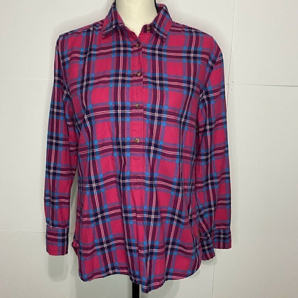 Southern Tide Button Down Shirt Size Small Womens Pink Teal Plaid Cotton